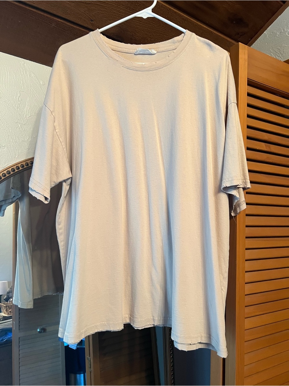 Together Oversized Crew Neck Short Sleeve Tee in Light Beige